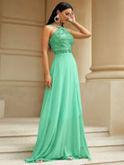 Sequin Panel Chiffon Prom Dress JMH3193