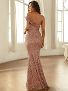 Off The Shoulder Sequin Gold Mermaid Prom Dress XJ1675