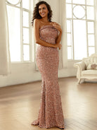 Off The Shoulder Sequin Gold Mermaid Prom Dress XJ1675