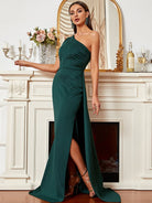 One Shoulder Green Maxi Knit Evening Dress XJ1047 MISS ORD