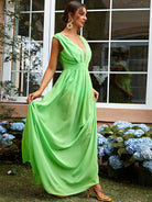 Plicated Detail Mesh Panel Green Prom Dress XJ1210 MISS ORD