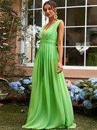 Plicated Detail Mesh Panel Green Prom Dress XJ1210 MISS ORD