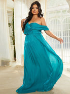 Plus Size One Shoulder A-Line Emerald Blue Bridesmaid Dress PXL079 - MISS ORD