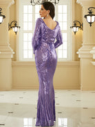 Formal Long Sleeve Sequin Purple Evening Dress XJ1573 MISS ORD