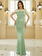 Ruffled Mermaid Sequin Light Blue Wedding Dress XJ1674 MISS ORD