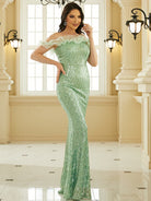 Ruffled Mermaid Sequin Light Blue Wedding Dress XJ1674 MISS ORD