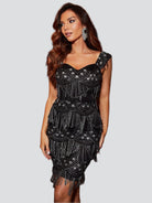 Retro Fringed Bodycon Mini Black Cocktail Dress XJ2051 MISS ORD