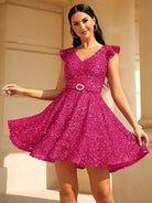 Fly Sleeve Belt A-line Homecoming Dress RY40032