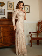 Formal One Shoulder Apricot Sequin Prom Dress XJ1965 MISS ORD