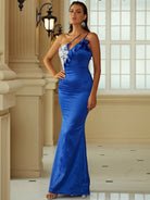 One Shoulder Colorblock Satin Maxi Prom Dress XJ1355 MISS ORD