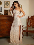 Formal One Shoulder Apricot Sequin Prom Dress XJ1965 MISS ORD