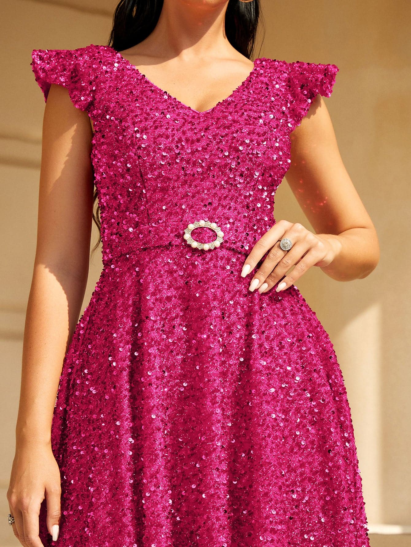 Fly Sleeve Belt A-line Homecoming Dress RY40032