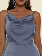 Draped Front Open Back Wrap Hem Dress XH1937