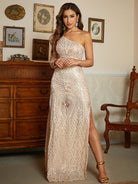 Formal One Shoulder Apricot Sequin Prom Dress XJ1965 MISS ORD