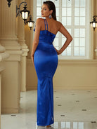 One Shoulder Colorblock Satin Maxi Prom Dress XJ1355 MISS ORD