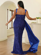 Plus Size Sleeveless Draped Brown Sequin Prom Dress PXH2162 MISS ORD