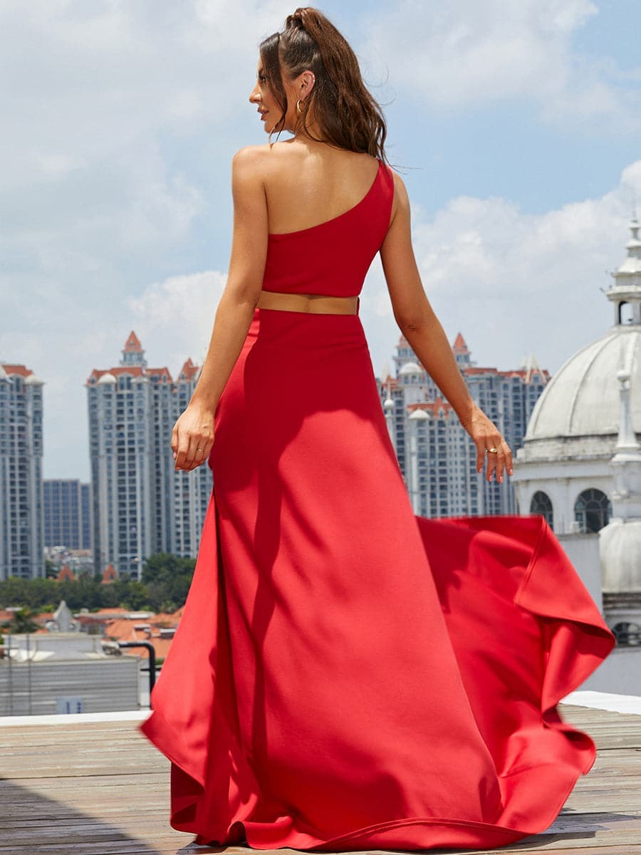 Formal One Shoulder Cutout A-Line Red Ball Gown XJ1759 MISS ORD